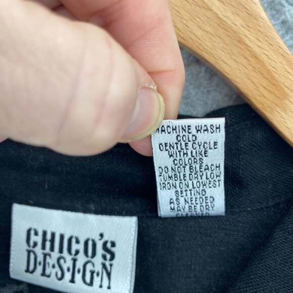 Chicos Top Womens 1 US Medium Black Burnout Tribal Button Up Collar 3/4 Sleeve - Picture 6 of 11